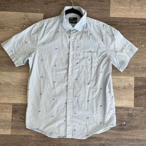 PublicOpinion Men's Blue Sunglasses Print Button Down Shirt Size Large - Picture 2 of 16